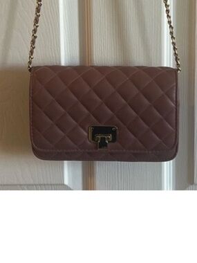 NWOT Neutral Mauve taupe Elegant Quilted Chain Shoulder Bag - vegan leather